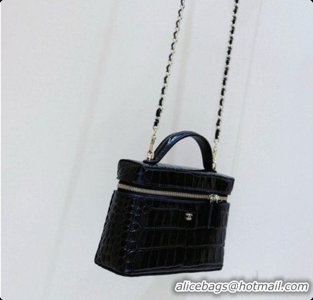 Buy Duplicate Chanel Vanity with Chain in Crocodile Embossed Calfskin AP5346 Black 2026