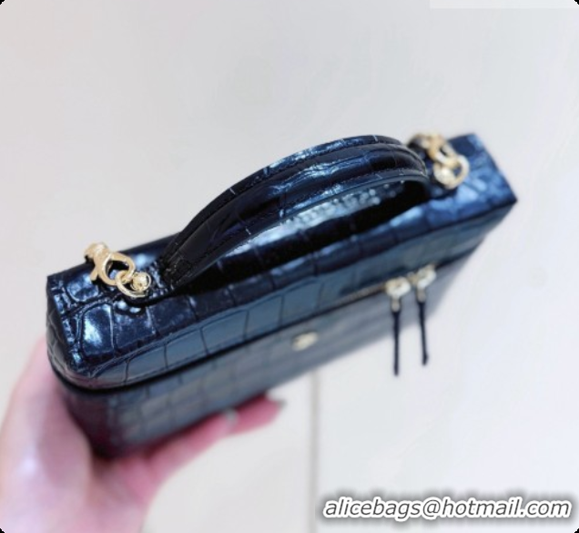 Buy Duplicate Chanel Vanity with Chain in Crocodile Embossed Calfskin AP5346 Black 2026
