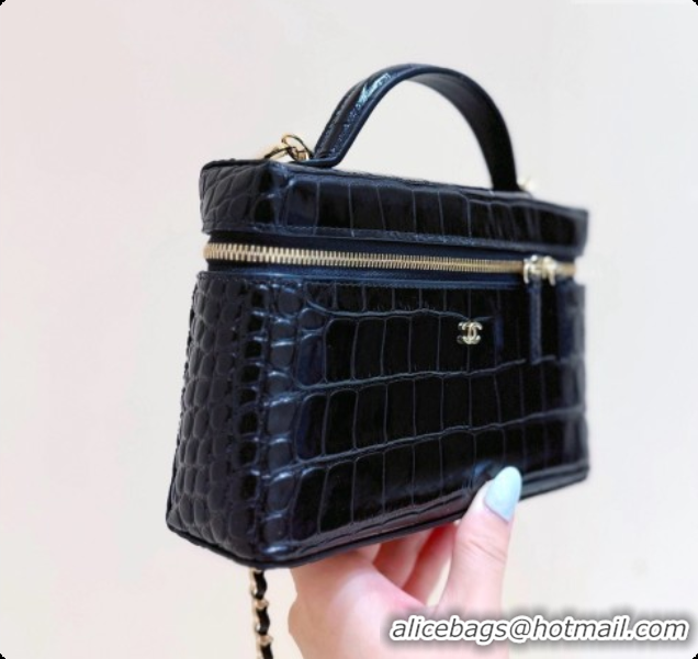 Buy Duplicate Chanel Vanity with Chain in Crocodile Embossed Calfskin AP5346 Black 2026