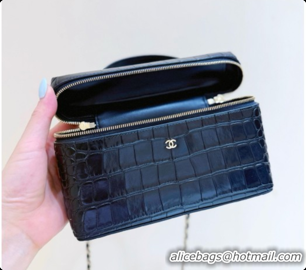 Buy Duplicate Chanel Vanity with Chain in Crocodile Embossed Calfskin AP5346 Black 2026
