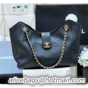 Cute Chanel Shopping Bag in Grained Calfskin AS6090 Black 2026