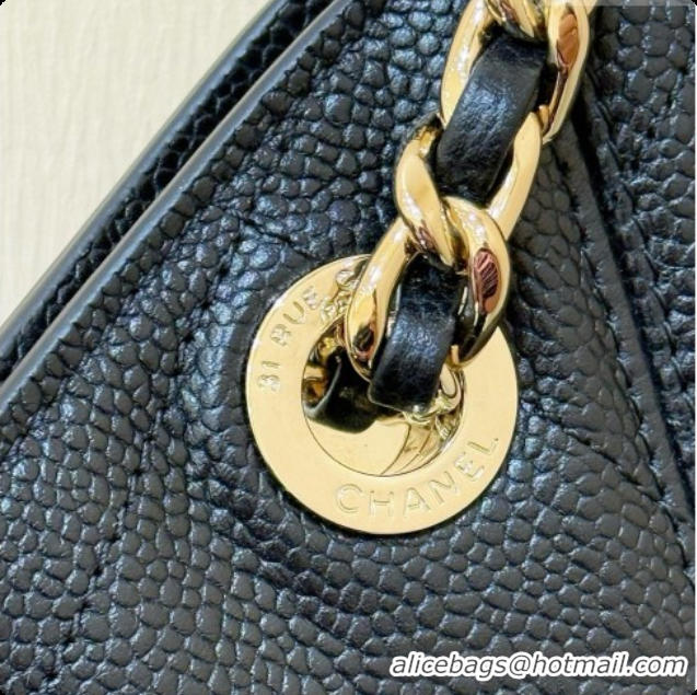 Cute Chanel Shopping Bag in Grained Calfskin AS6090 Black 2026