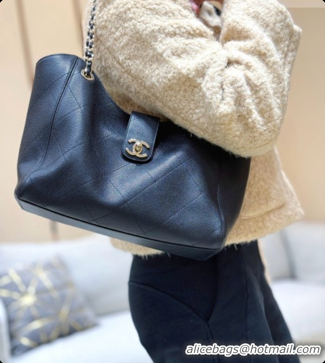 Cute Chanel Shopping Bag in Grained Calfskin AS6090 Black 2026