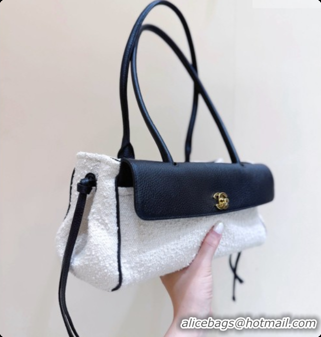 Best Price Chanel Small Shopping Bag in Tweed & Calfskin AS6288 Black/White 2026