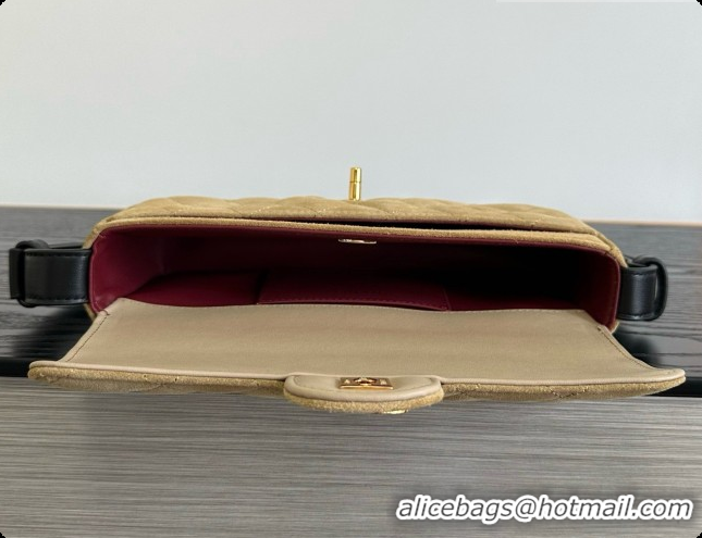 Good Quality Chanel Flap Bag in Brown Suede Leather 2026 AS6577