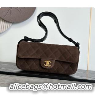 Pretty Style Chanel Flap Bag in Coffee Brown Suede Leather 2026 AS6577