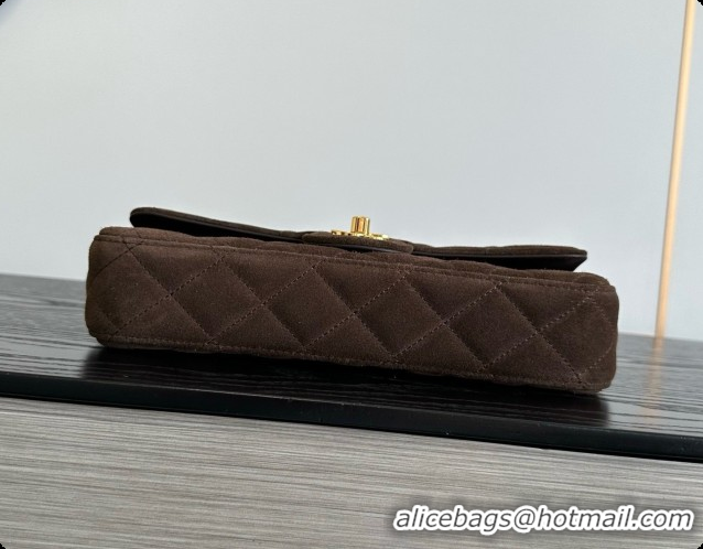 Pretty Style Chanel Flap Bag in Coffee Brown Suede Leather 2026 AS6577