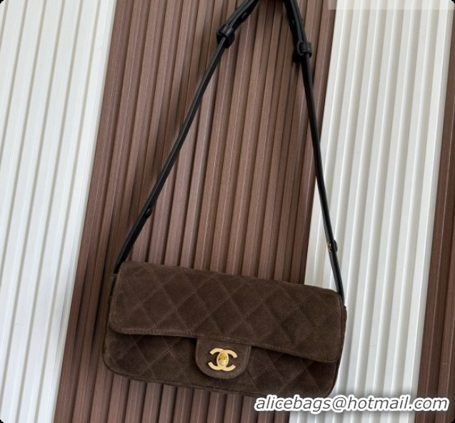 Pretty Style Chanel Flap Bag in Coffee Brown Suede Leather 2026 AS6577