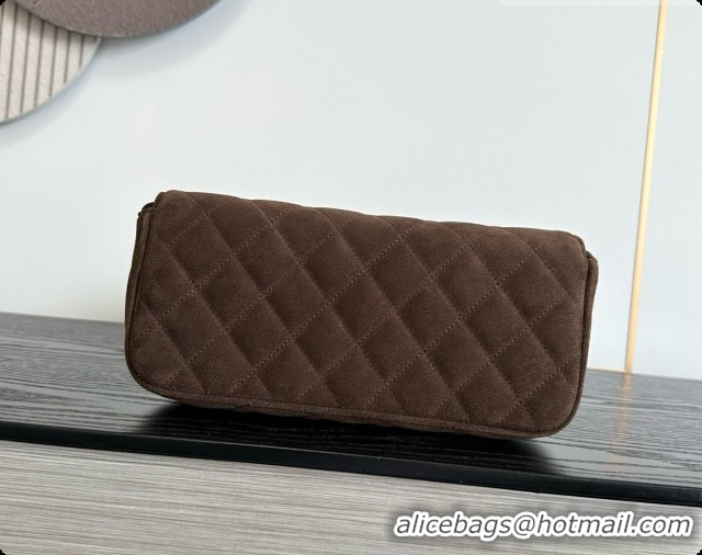 Pretty Style Chanel Flap Bag in Coffee Brown Suede Leather 2026 AS6577