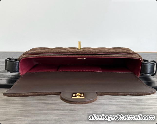 Pretty Style Chanel Flap Bag in Coffee Brown Suede Leather 2026 AS6577