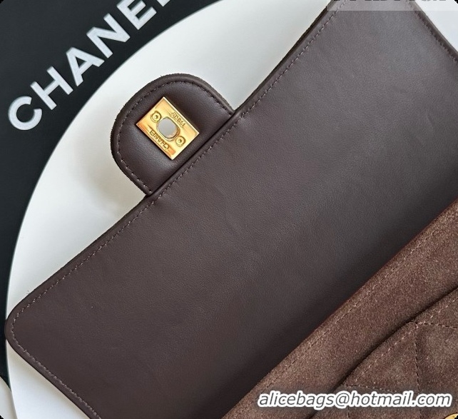 Pretty Style Chanel Flap Bag in Coffee Brown Suede Leather 2026 AS6577