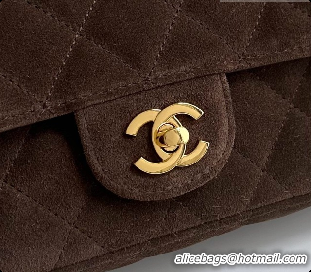 Pretty Style Chanel Flap Bag in Coffee Brown Suede Leather 2026 AS6577
