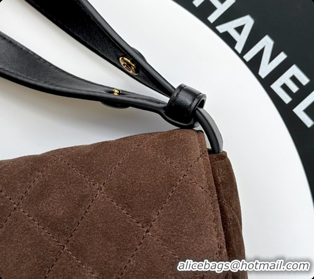 Pretty Style Chanel Flap Bag in Coffee Brown Suede Leather 2026 AS6577