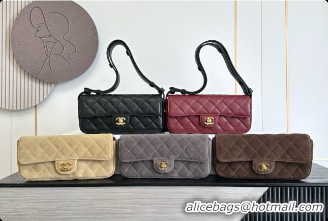 Pretty Style Chanel Flap Bag in Coffee Brown Suede Leather 2026 AS6577