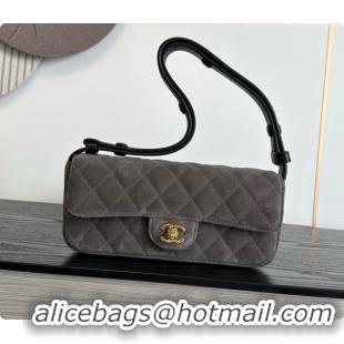 Top Grade Chanel Flap Bag in Dark Grey Suede Leather 2026 AS6577