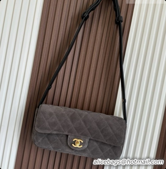 Top Grade Chanel Flap Bag in Dark Grey Suede Leather 2026 AS6577