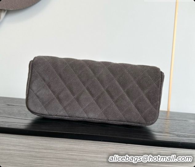 Top Grade Chanel Flap Bag in Dark Grey Suede Leather 2026 AS6577