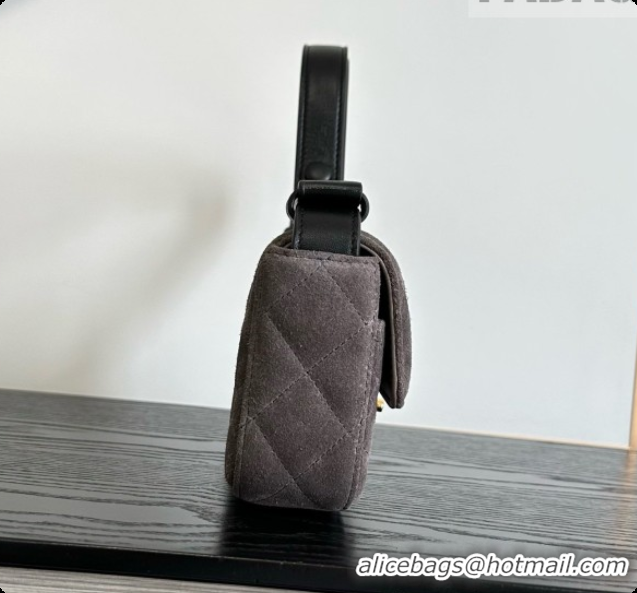 Top Grade Chanel Flap Bag in Dark Grey Suede Leather 2026 AS6577