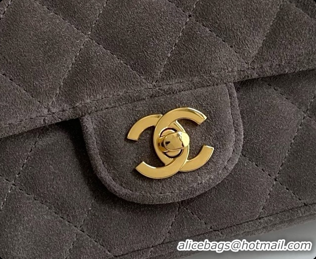 Top Grade Chanel Flap Bag in Dark Grey Suede Leather 2026 AS6577
