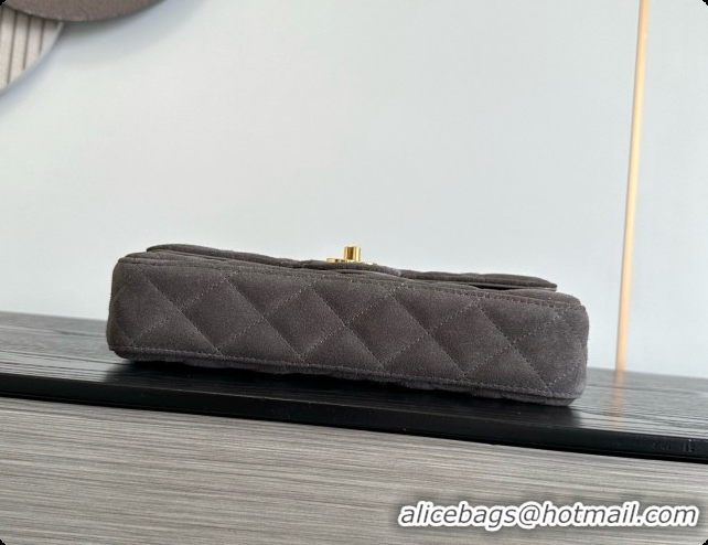 Top Grade Chanel Flap Bag in Dark Grey Suede Leather 2026 AS6577