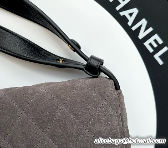 Top Grade Chanel Flap Bag in Dark Grey Suede Leather 2026 AS6577