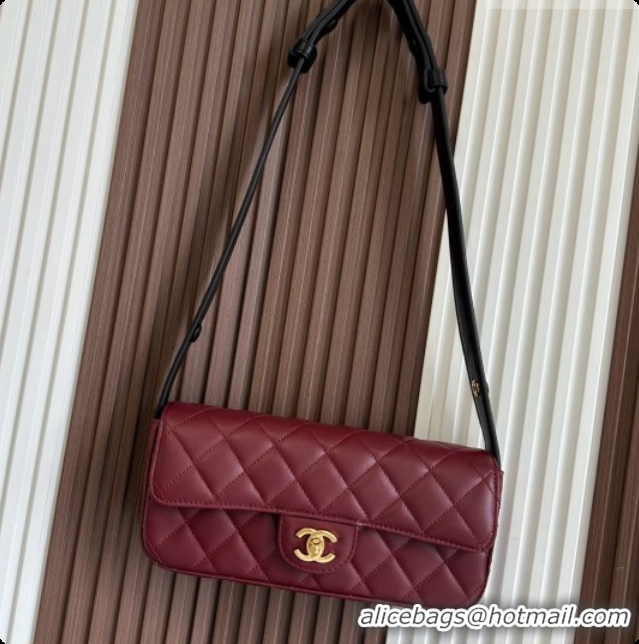 Best Grade Chanel Flap Bag in Burgundy Lambskin Leather 2026 AS6577