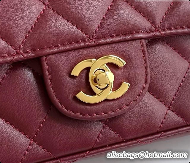 Best Grade Chanel Flap Bag in Burgundy Lambskin Leather 2026 AS6577
