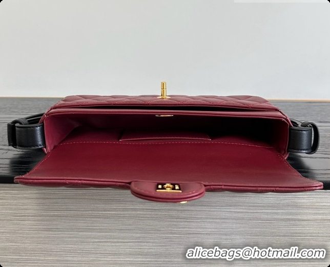Best Grade Chanel Flap Bag in Burgundy Lambskin Leather 2026 AS6577