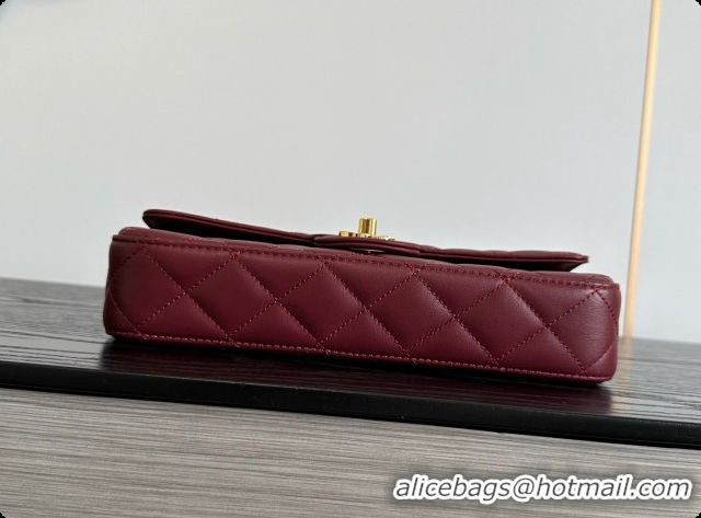 Best Grade Chanel Flap Bag in Burgundy Lambskin Leather 2026 AS6577