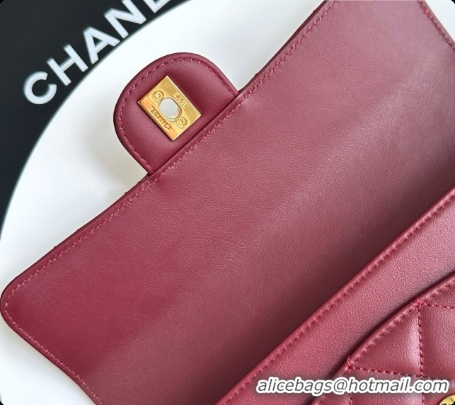 Best Grade Chanel Flap Bag in Burgundy Lambskin Leather 2026 AS6577