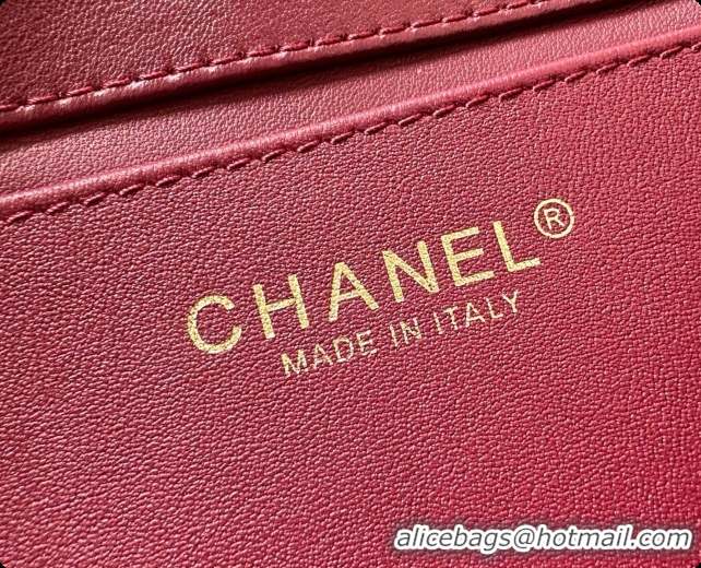 Best Grade Chanel Flap Bag in Burgundy Lambskin Leather 2026 AS6577
