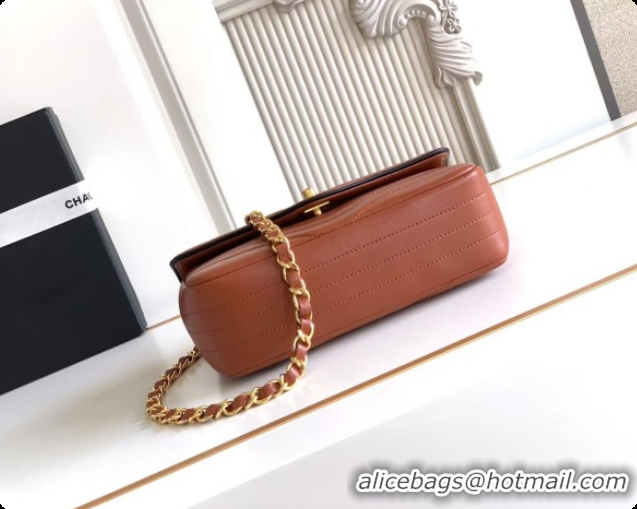 Unique Style Chanel Small Flap Bag in Patinated Lambskin AS6498 Brown 2026
