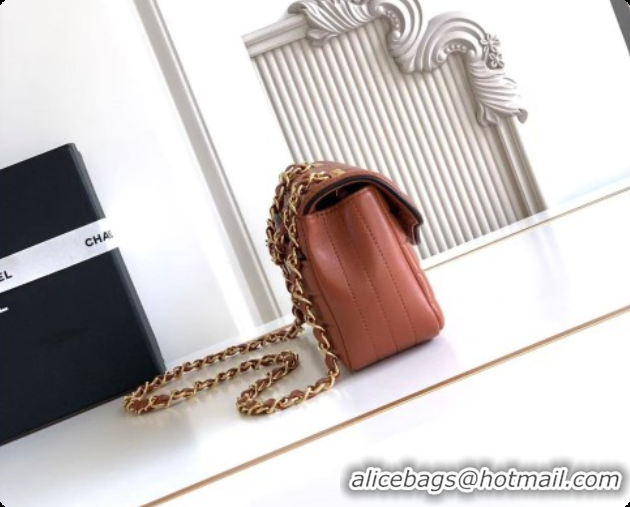 Unique Style Chanel Small Flap Bag in Patinated Lambskin AS6498 Brown 2026