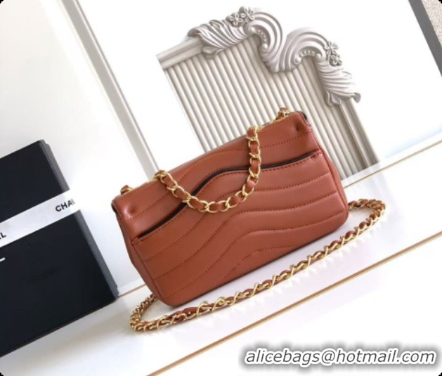 Unique Style Chanel Small Flap Bag in Patinated Lambskin AS6498 Brown 2026