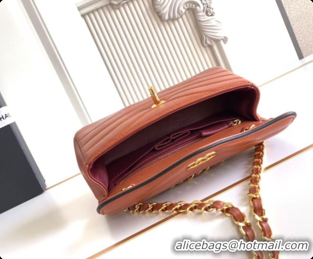 Unique Style Chanel Small Flap Bag in Patinated Lambskin AS6498 Brown 2026