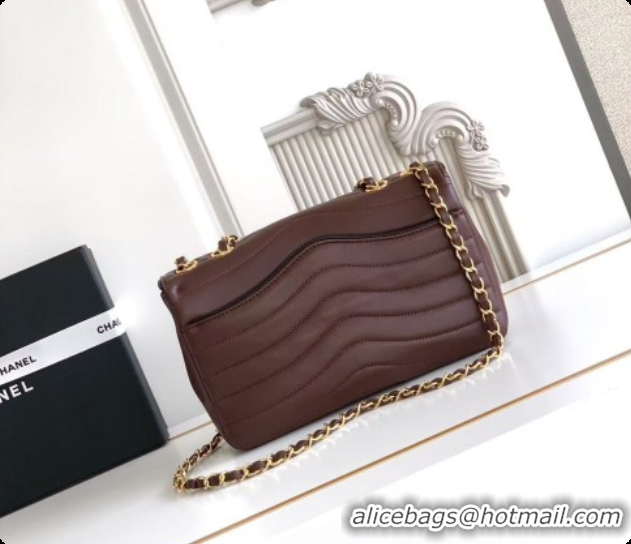 Most Popular Chanel Flap Bag in Patinated Lambskin AS6497 Dark Brown 2026