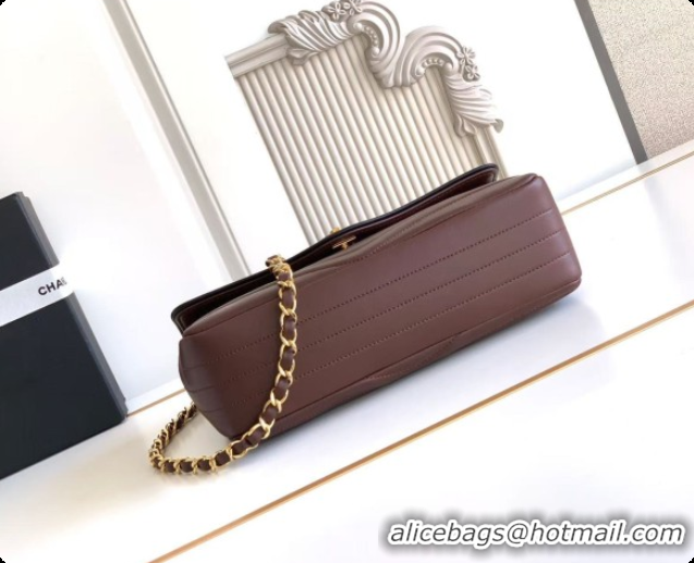 Most Popular Chanel Flap Bag in Patinated Lambskin AS6497 Dark Brown 2026