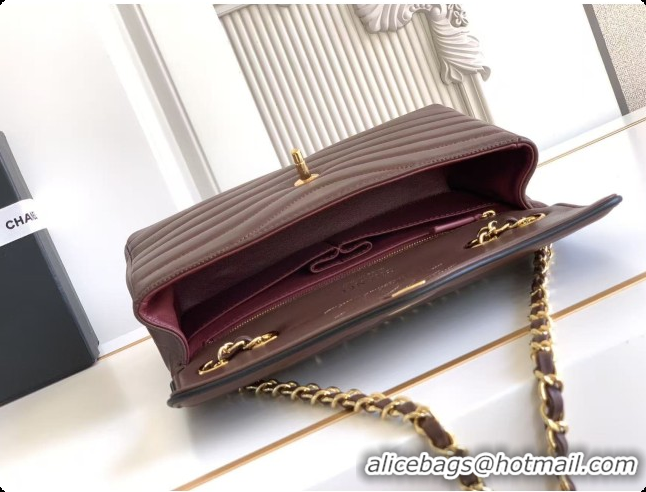 Most Popular Chanel Flap Bag in Patinated Lambskin AS6497 Dark Brown 2026