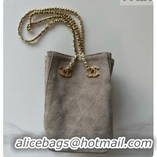 Good Taste Chanel Suede Bucket Bag with Chain AP5359 Grey 2026