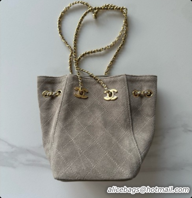 Good Taste Chanel Suede Bucket Bag with Chain AP5359 Grey 2026