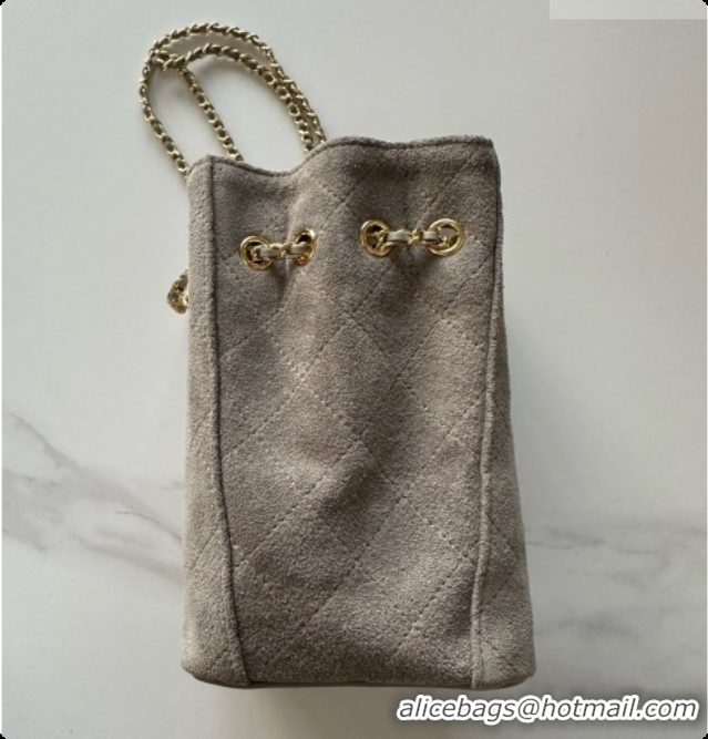 Good Taste Chanel Suede Bucket Bag with Chain AP5359 Grey 2026