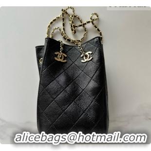Discount Chanel Lambskin Bucket Bag with Chain AP5359 Black 2026