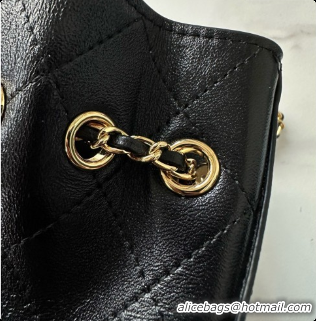 Discount Chanel Lambskin Bucket Bag with Chain AP5359 Black 2026