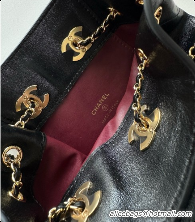 Discount Chanel Lambskin Bucket Bag with Chain AP5359 Black 2026