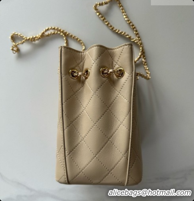Good Quality Chanel Lambskin Bucket Bag with Chain AP5359 Beige 2026