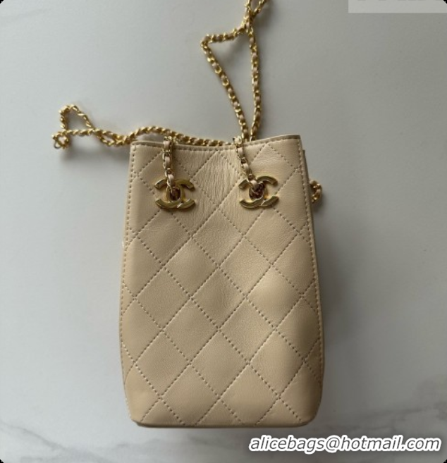 Good Quality Chanel Lambskin Bucket Bag with Chain AP5359 Beige 2026
