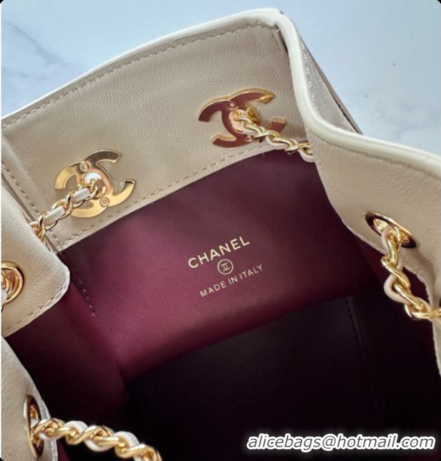 Good Quality Chanel Lambskin Bucket Bag with Chain AP5359 Beige 2026