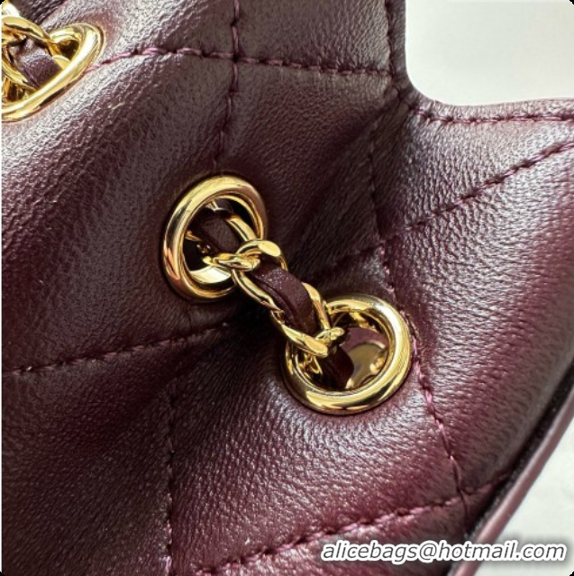 Luxury Cheap Chanel Lambskin Bucket Bag with Chain AP5359 Burgundy 2026