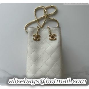 Luxury Chanel Lambskin Bucket Bag with Chain AP5359 White 2026
