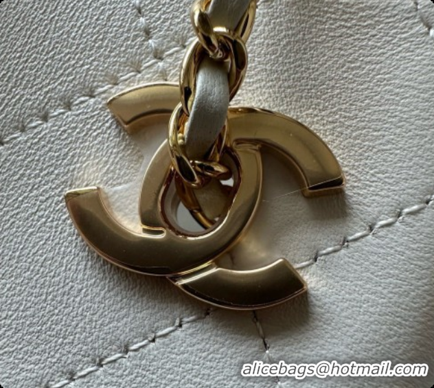 Luxury Chanel Lambskin Bucket Bag with Chain AP5359 White 2026